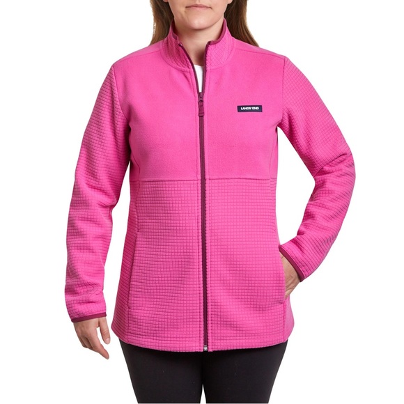 NWT Lands' End Ladies Grid Fleece Zip Up Jacket Size Small - Picture 7 of 12